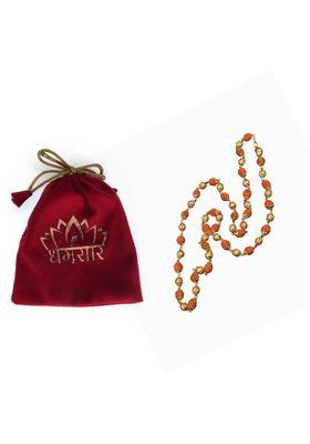Original Rudraksha Mala Bead, Natural Rudraksha Mala Golden Cap Brass Plated Brass Chain