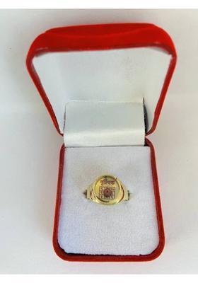 Ashtadhatu Vrishchik (Scorpio) Rudraksha Rashi With Para Gold Plated Jadit Brass Gold Plated Ring