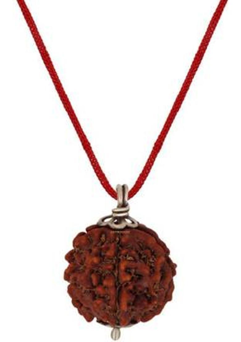 Astrodidi Five Face Rudraksha/ 5 Mukhi Rudraksha / 5 Face Rudraksha Silver Pendant With Lab Certificate Silver Wood Pendant - Indya