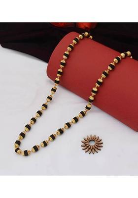 Black 7mm Original Rudraksha Mala with Micro Gold Plated Cap Gold-plated Plated Brass, Rudraksha Chain