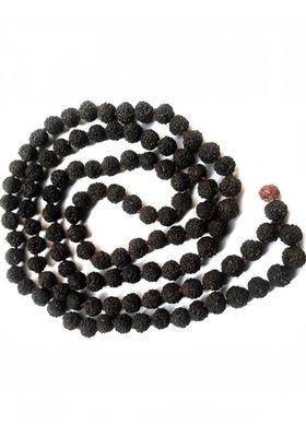 Black Rudraksha Mala Original Natural 5 Mukhi Five Face Panch Mukha 108+1 Beads Wood Chain