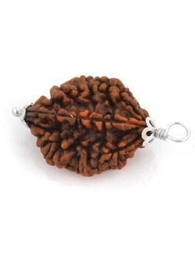 JangraBro 2 Mukhi Nepali Certified Rudraksha Silver Wood Pendant
