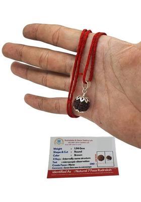 Kripalu store Astrological Seven Mukhi/Faced Rudraksha Pendant For Unisex Both for Men & Women Silver Wood Pendant Set