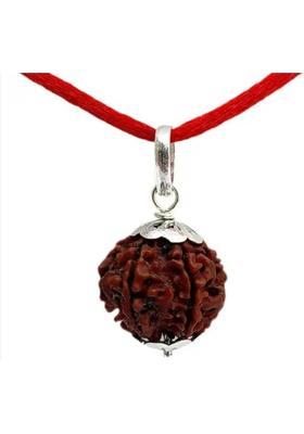 RIKIJAZ 5 Mukhi Nepali Rudraksha Pendant Five Face Rudraksha Natural Bead Lab Certified Silver Wood Pendant