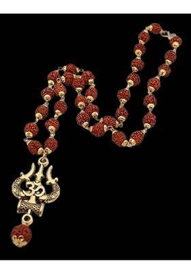 Om trishul rudraksha mala Beads Gold-plated Plated Brass Necklace