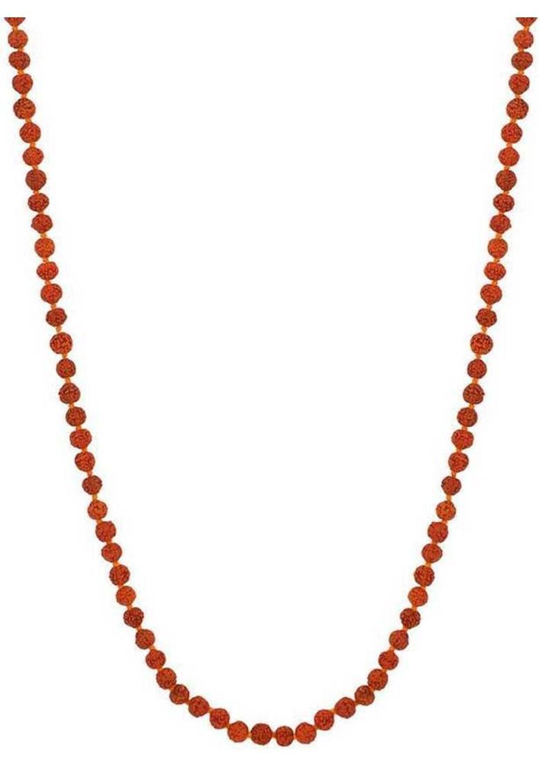 Original 5 Mukhi Rudraksha Natural 9mm Beads Japa Mala 108 Wood Chain - Indya