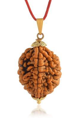 Admier 2 Mukhi Nepali Rudraksha Pendant two Faced Rudraksha Natural & Certified Gold-plated Alloy Pendant