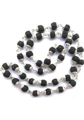 Mahakal Shivji Natural Himalaya Black Beads Simple Mala Original Silver Plated Brass, Copper Chain