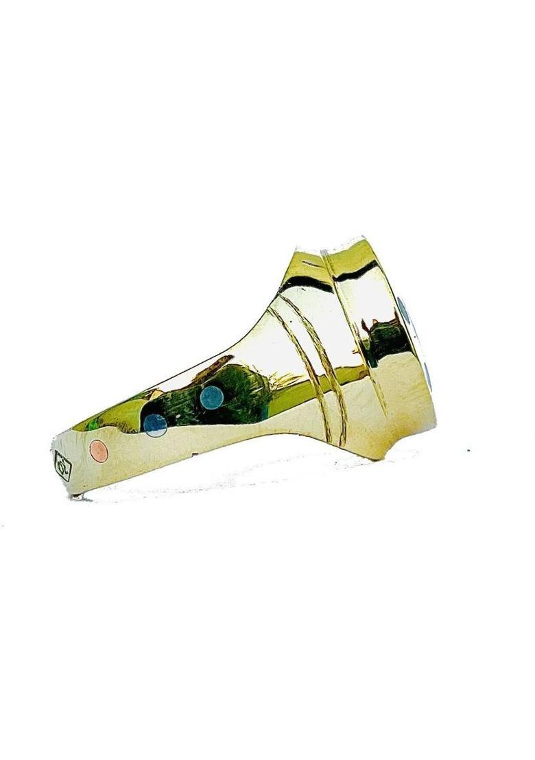 Ashtadhatu Trishakti Rudraksha With Para Yantra Brass Gold Plated Ring - Indya