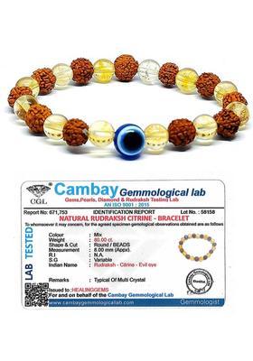 Stone, Crystal, Rudraksha, Citrine, Evil Eye Agate Bracelet&nbsp;&nbsp;(Pack of 2)