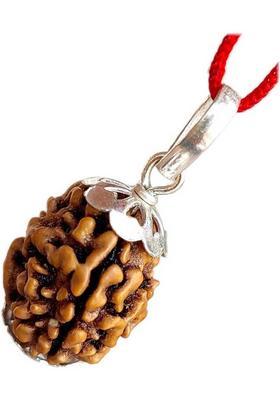 PRIYANSHU NAVRATN Lab Certified Natural 3 Mukhi Rudraksha Locket 3 Face Rudraksha Pendant Beads Silver Beads Wood Pendant