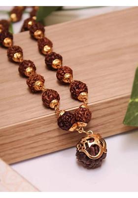 Om 5 Mukhi Rudraksha Pendant Necklace | For Men & Women | Spiritual Jewelry Gold-plated Plated Brass Necklace