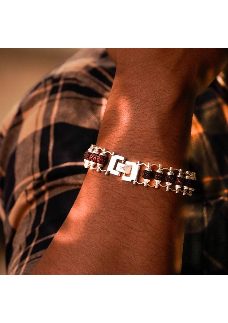 Brass Silver Coated Bracelet - Indya