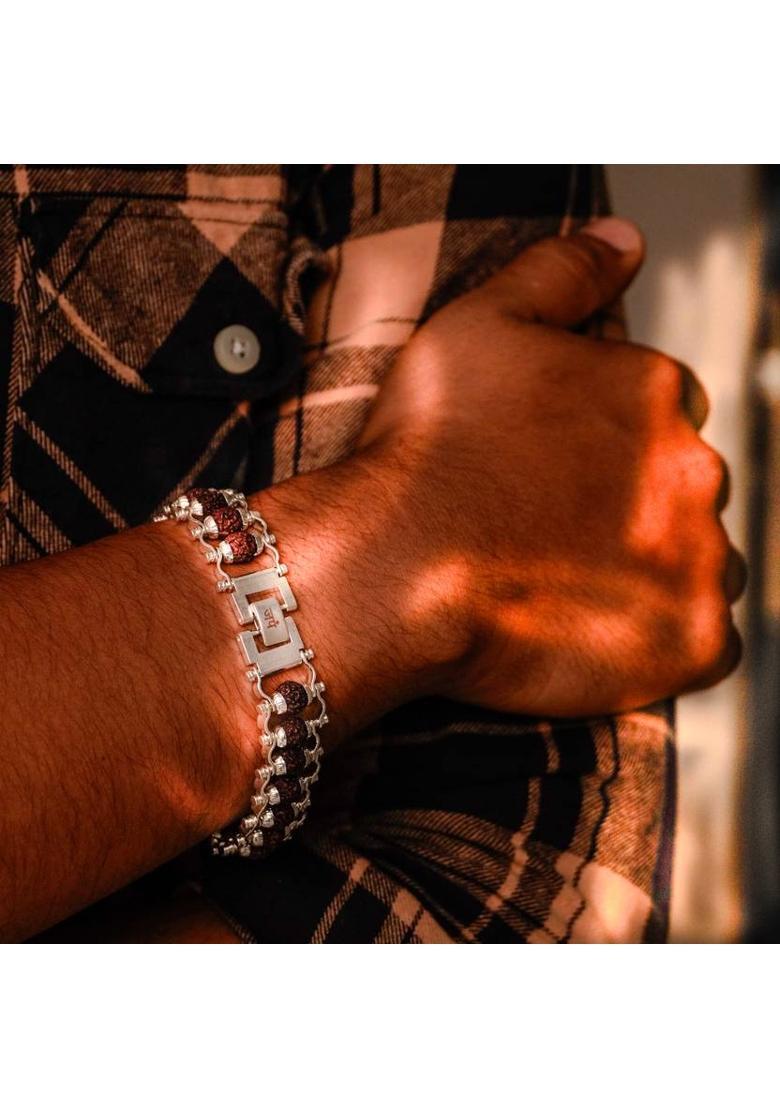 Brass Silver Coated Bracelet - Indya