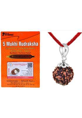 A & S VENTURES Authentic 5 Mukhi Rudraksha Enhance Meditation, Health & Spiritual Growth Wood Locket Set