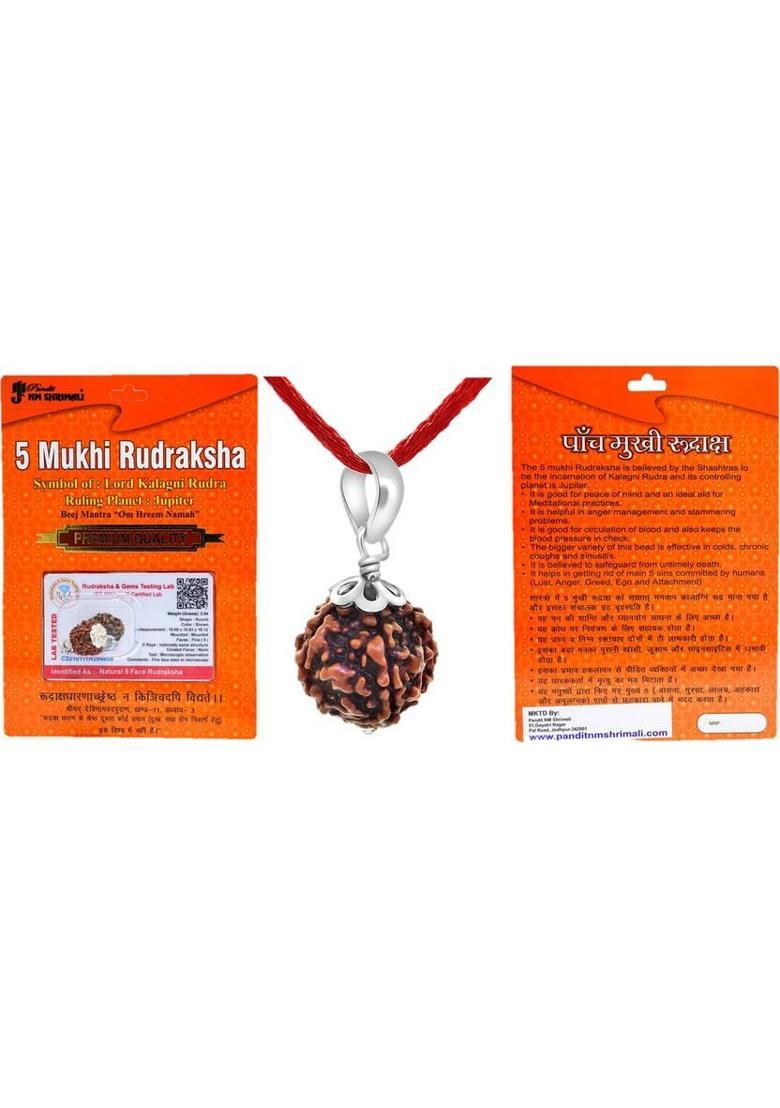 A & S VENTURES Authentic 5 Mukhi Rudraksha Enhance Meditation, Health & Spiritual Growth Wood Locket Set - Indya