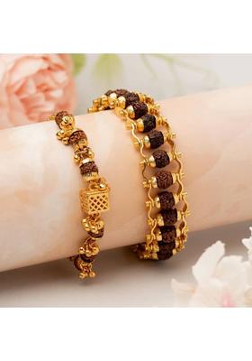 Rudraksha Gold-plated Bracelet Set&nbsp;&nbsp;(Pack of 2)