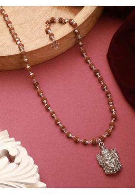 Silver Plated Mahakal Rudraksha Mala Silver Plated Wood Chain