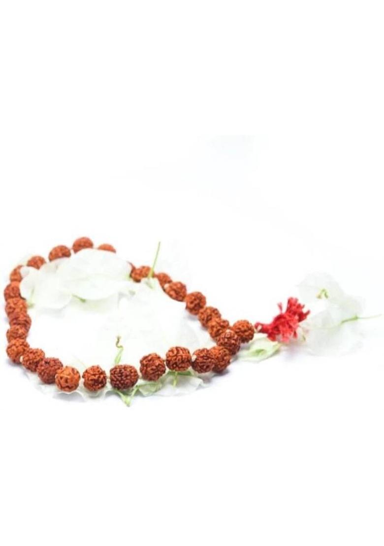 5 Mukhi Japa Mala Rosary | Five Mukhi Rudraksha Beads Japa Mala, 27 Beads Rudraksha Chain - Indya
