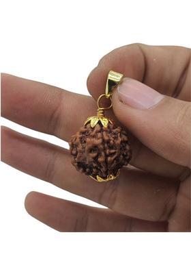 AstroVidhanart 5 Mukhi Nepal Rudraksha Lab Certified Gold-plated Beads Brass, Wood Locket