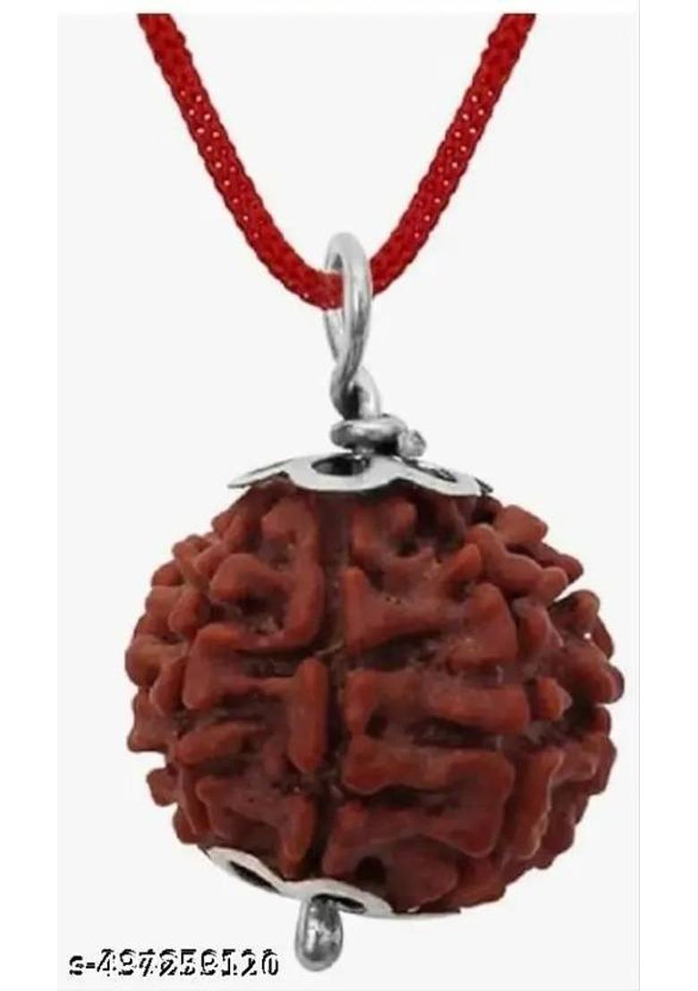 HARIDWARR 5 Mukhi Rudraksha Original and Natural with Lab Report Wood Locket - Indya