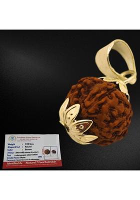 Rudra gems Jewellery 7 MUKHI ORIGINAL RUDRAKSHA NEPALI ORIGINAL Gold-plated Brass, Wood Pendant Set