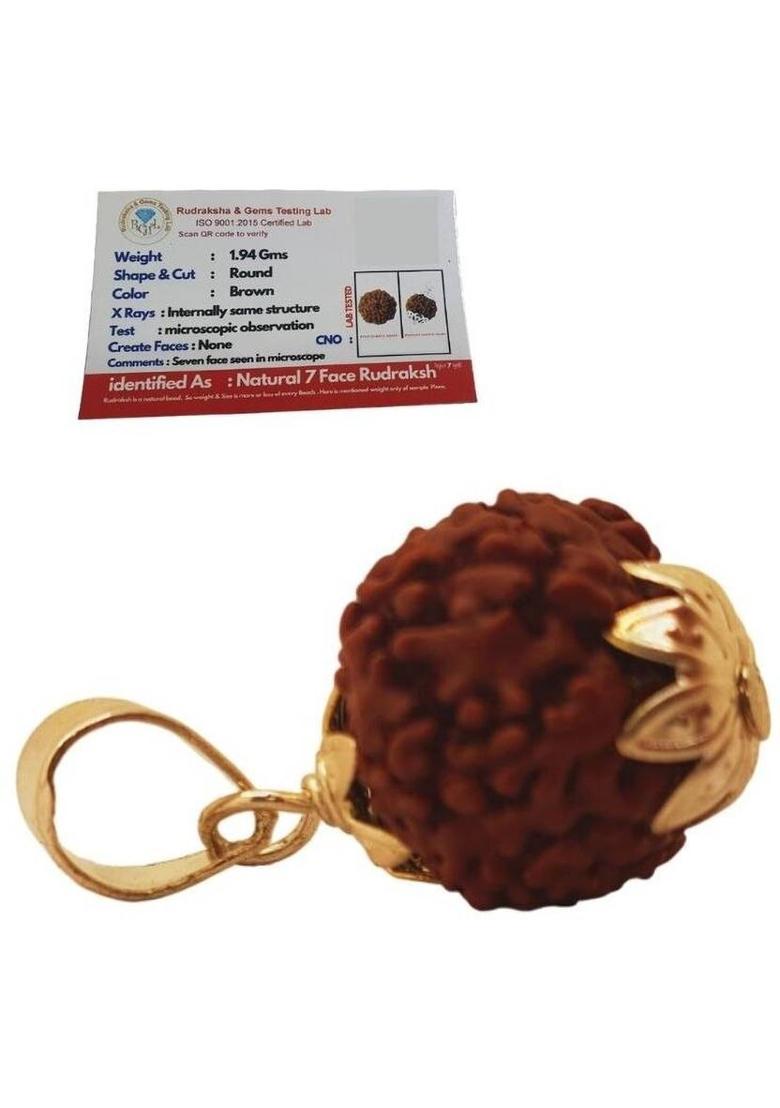 Rudra gems Jewellery 7 MUKHI ORIGINAL RUDRAKSHA NEPALI ORIGINAL Gold-plated Brass, Wood Pendant Set - Indya