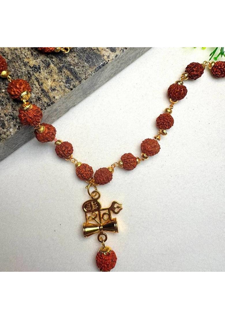 Shiv Rudraksha Mala Brass Plated Brass, Rudraksha Chain - Indya