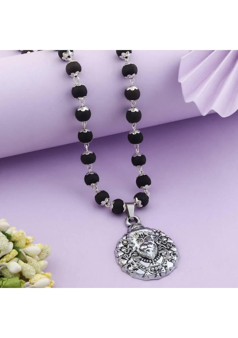 Hanuman Karungali Mala Silver Plated Brass Chain Set - Indya