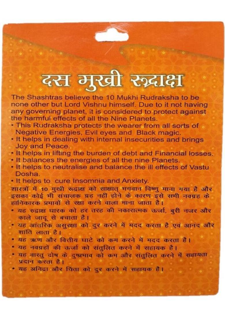 BHAKTI SHRINGAR 10 Mukhi Rudraksha Original Certified Lab Test & X-ray Report Sterling Silver Wood Pendant - Indya