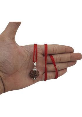 Guruji Gems & Jewellery 5 Mukhi Rudraksha Lab Certified Silver Beads Brass, Wood Locket Set