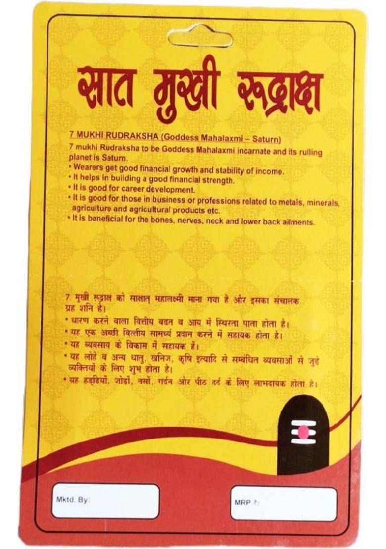 Robin Export Company 7 Mukhi Nepali Rudraksha Seven face With Lab tested Certificate with Camphor Sterling Silver Beads Wood - Indya