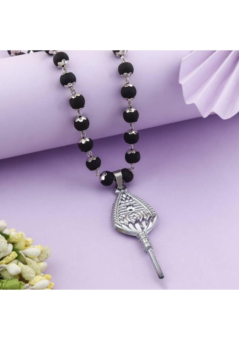 Murugan Astra Karungali Mala Silver Plated Brass Chain Set - Indya