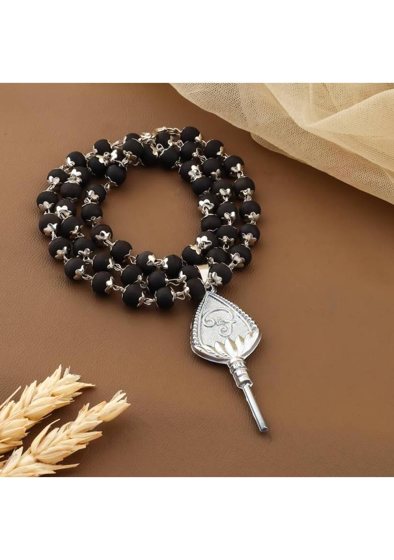 Murugan Astra Karungali Mala Silver Plated Brass Chain Set - Indya