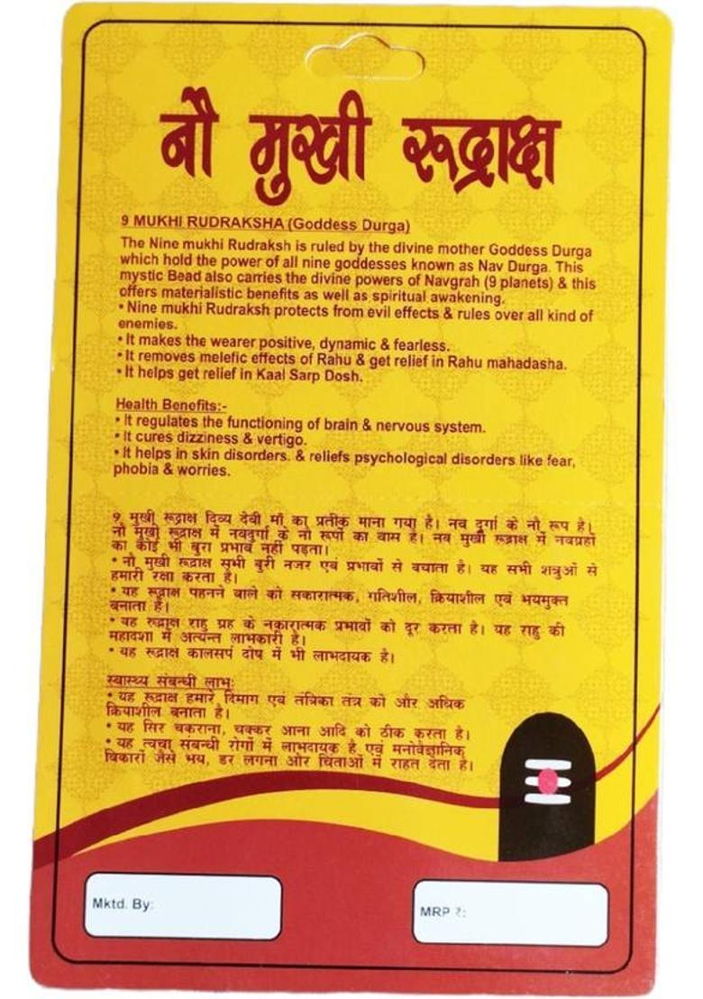 9_ Mukhi Nepali Rudraksha Nine face With tab tested Certificate Beads Sterling Silver Plated Rudraksha Chain - Indya