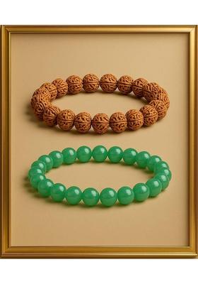 Green Aventurine, Rudraksha Bracelet&nbsp;&nbsp;(Pack of 2)