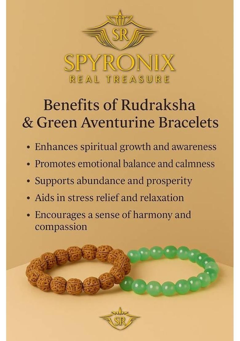 Green Aventurine, Rudraksha Bracelet&nbsp;&nbsp;(Pack of 2) - Indya