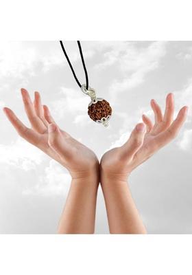 Fine Creation 5 Mukhi Rudraksha Five face Panchmukhi Rudraksha Nepali with Lab Certificate Silver Wood Pendant