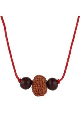 3SIX5 8 Mukhi Indonesian Java Rudraksha (Small Size) With Red Chandan Beads Wood Pendant