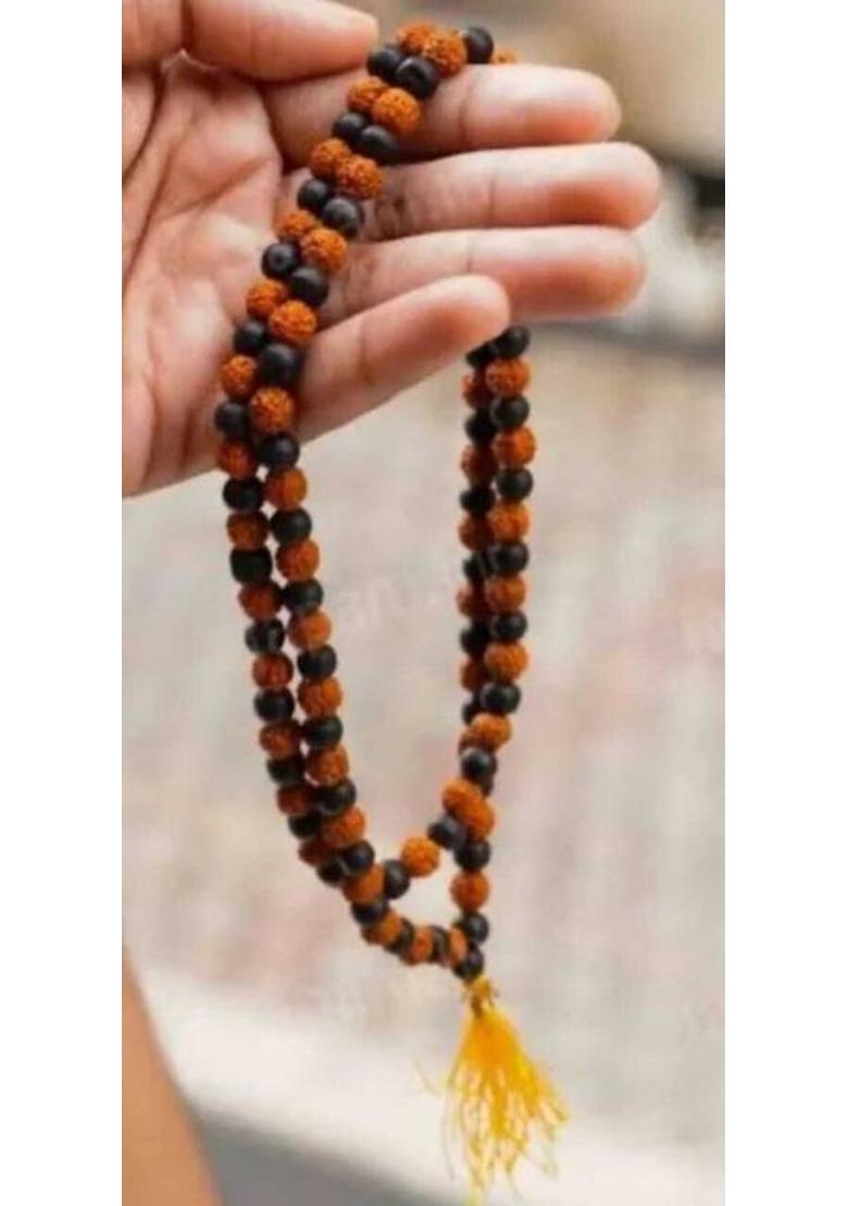 karungali 8mm Ebony Beads with 5 Mukhi Rudraksha Jap Mala (RudraKarungali) Beads Wood Necklace - Indya