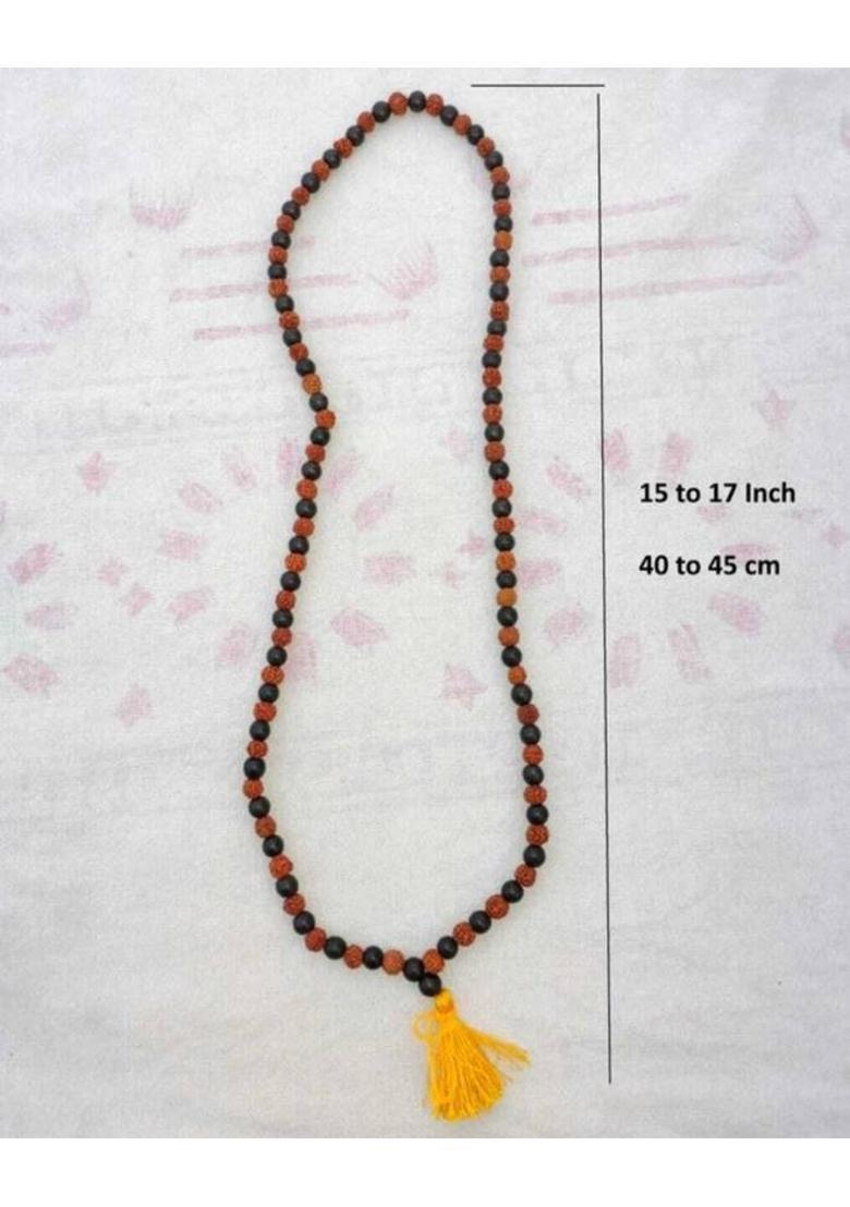 karungali 8mm Ebony Beads with 5 Mukhi Rudraksha Jap Mala (RudraKarungali) Beads Wood Necklace - Indya