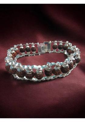 Rudraksha Beads Silver Coated Bracelet