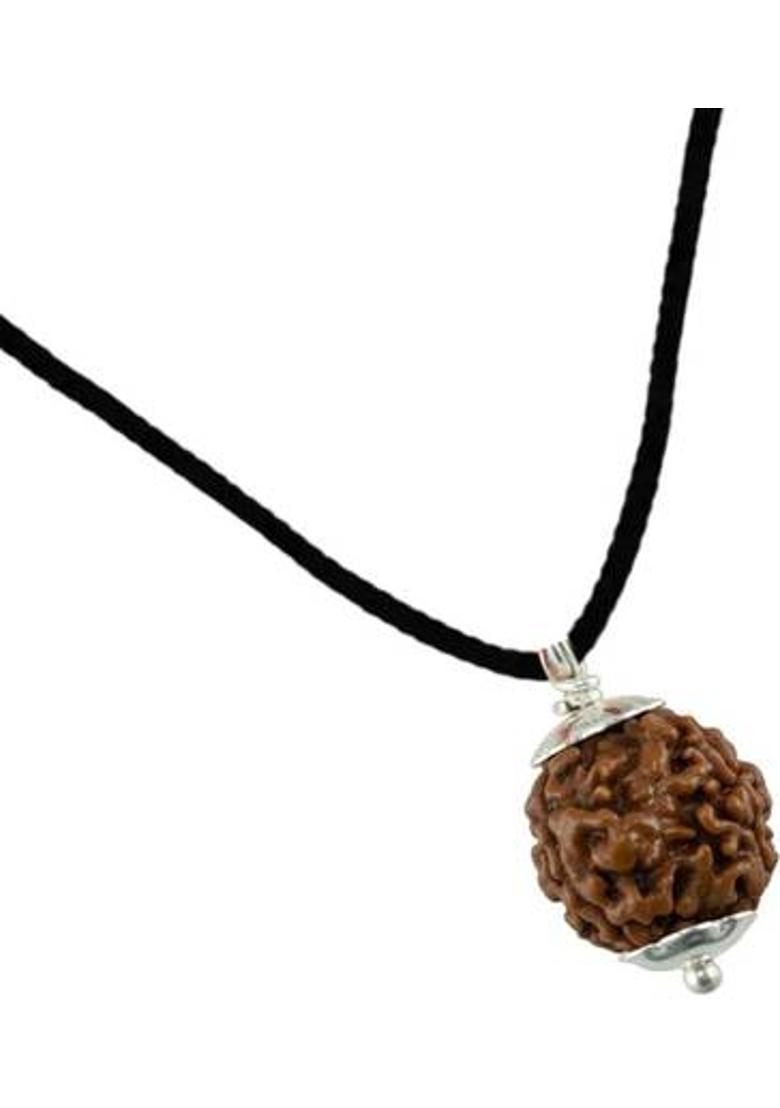 Guruji Gems & Jewellery 3 Mukhi/Faced Rudraksha With Nepal Originated Rudraksh | 100% Original & Natural Silver Wood Pendant - Indya