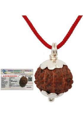 Astrodidi Certified 7 Mukhi Rudraksha 100% Original Seven Face Rudraksha With Red Thread Silver Wood Pendant