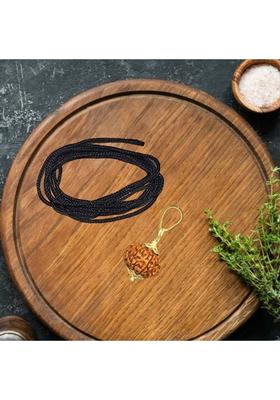 Fine Creation 8 Mukhi Rudraksha with Pendant for Men & Women Original Certified Eight Faced Gold-plated Brass Pendant