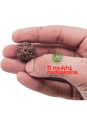 NATURAL TREASURE 5 Mukhi Rudraksha Natural Lab Certified (100% Original) Beads Wood Pendant Set