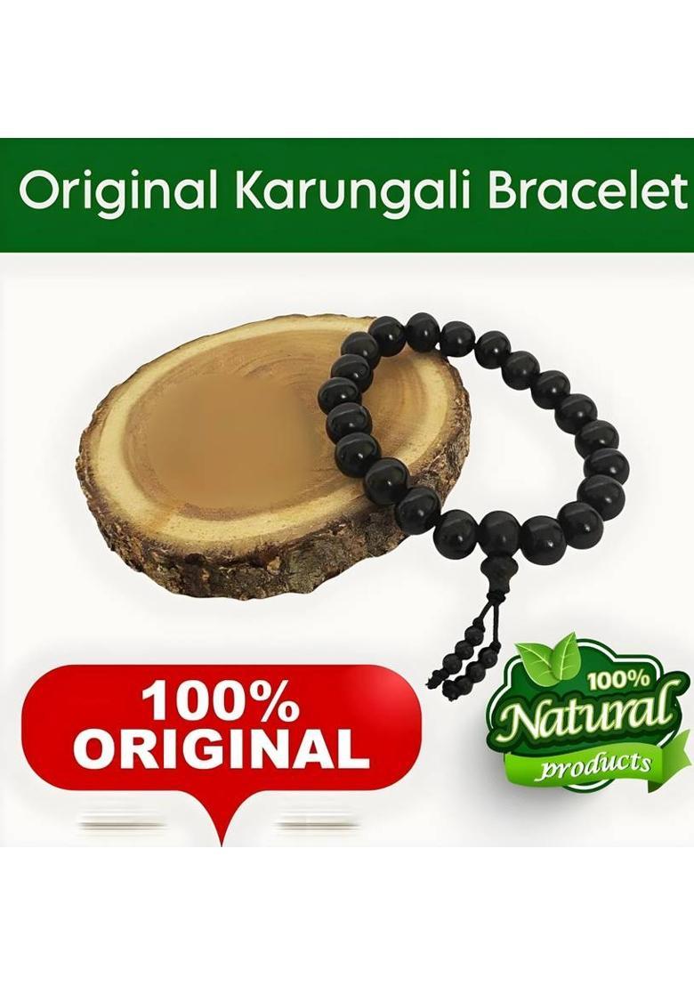 Original Karungali Bracelet by Lucky Rudraksha 8mm Black Ebony Wood Chain - Indya