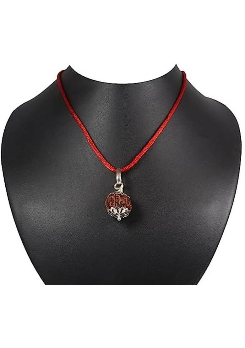 JagatguruShop 3 Mukhi Rudraksha Three Face Rudraksha Original Nepali Bead With Metal Capping Wood Pendant - Indya