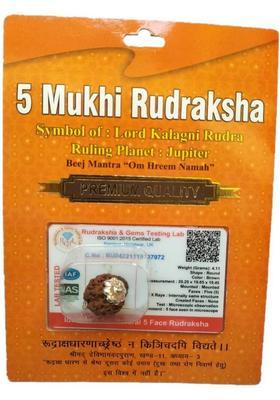 BHAKTI SHRINGAR 5 Mukhi Rudraksha Original Certified Lab Test & X-ray Report with Silver Capping Sterling Silver Wood Pendant