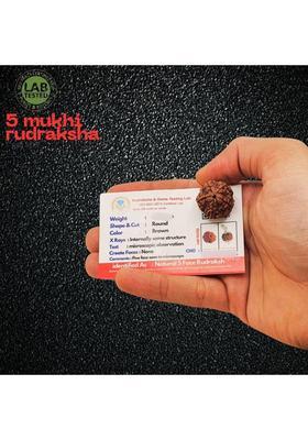 Regga Real Store 5 Mukhi Rudraksha with Cap Beads Wood Pendant Set